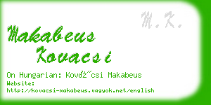 makabeus kovacsi business card